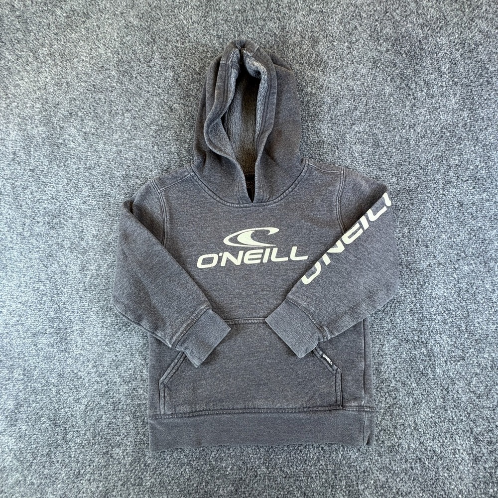 O'Neill Hoodie Boys M 5-6 Heather Gray Logo Graphic Cotton Standard Fit Pullover